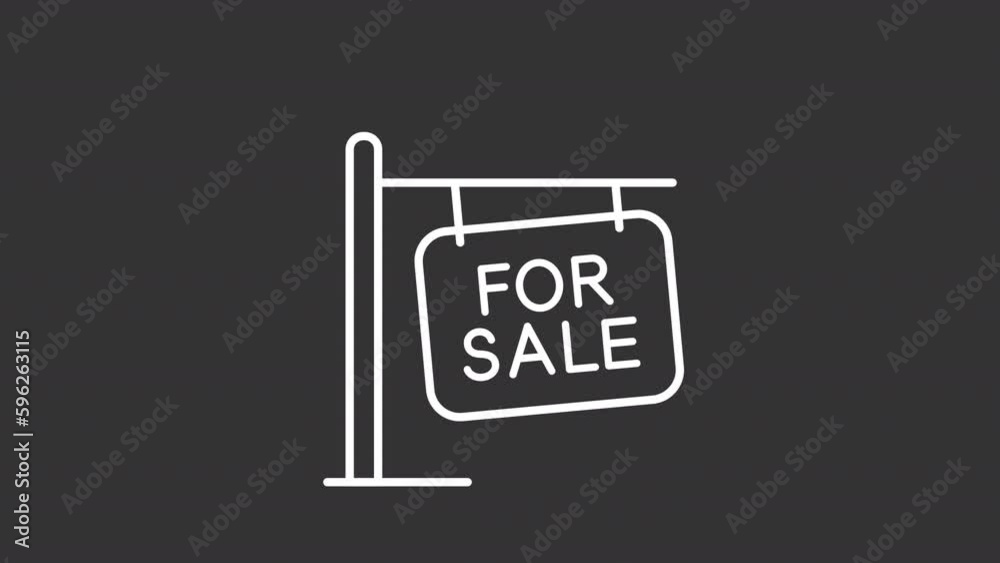 Animated sold sign white line icon. Real estate business. Property investment. Seamless loop HD video with alpha channel on transparent background. Outline motion graphic animation for night mode Animated sold sign white line icon. Real estate business. Property investment. Seamless loop HD video with alpha channel on transparent background. Outline motion graphic animation for night mode