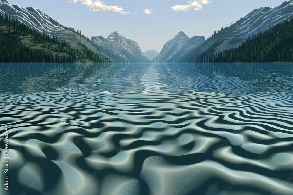 Ilustracja Stock optical illusion of a serene lake, with the ripples