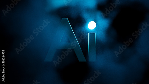 3d Ai text with glow on a cloudy background