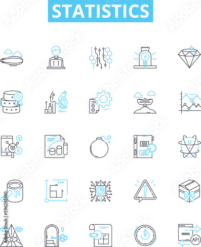 Statistics vector line icons set. Statistic, Analytics, Data, Variables, Probability, Distribution, Regression illustration outline concept symbols and signs