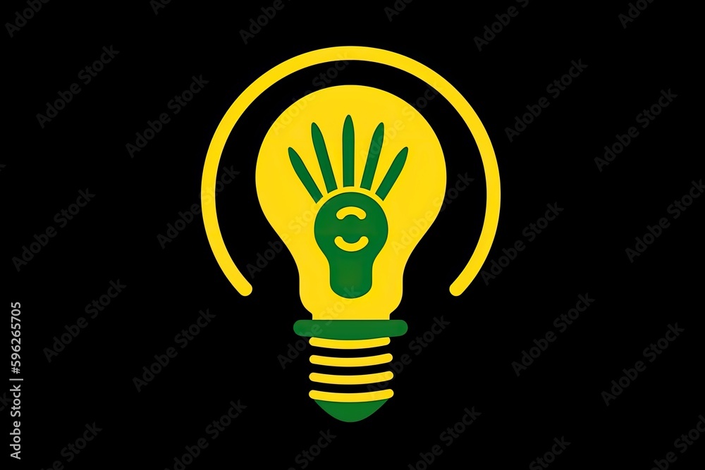 happy smiley face inside a light bulb. Generative AI happy smiley face inside a light bulb. Generative AI