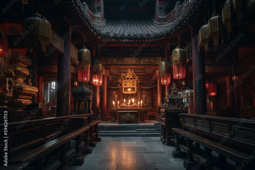 Architecture of a Chinese temple. Generative AI