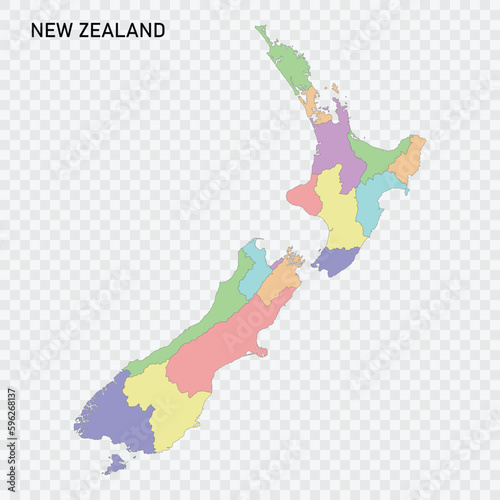 Isolated colored map of New Zealand with borders
