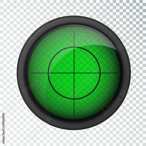 Realistic sniper sight thermal imager. Sniper scope with measurement thermal imager marks template. Sniper scope crosshairs view. Realistic vector optical sight.