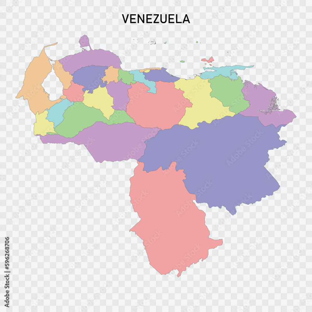 Isolated colored map of Venezuela with borders