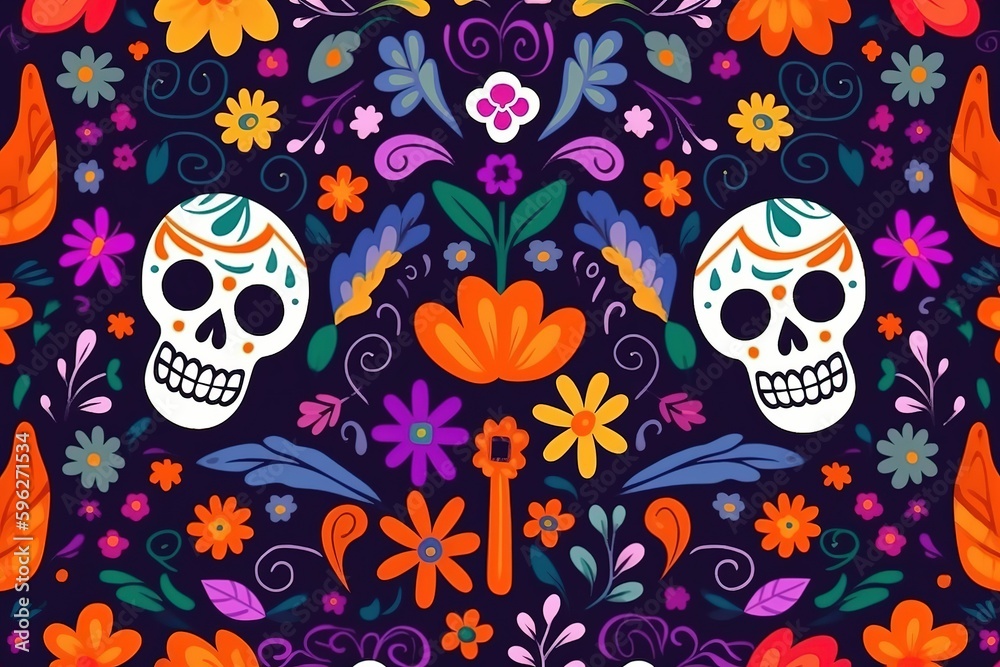 Dia de muertos background. Mexican holiday celebration. Generative ai