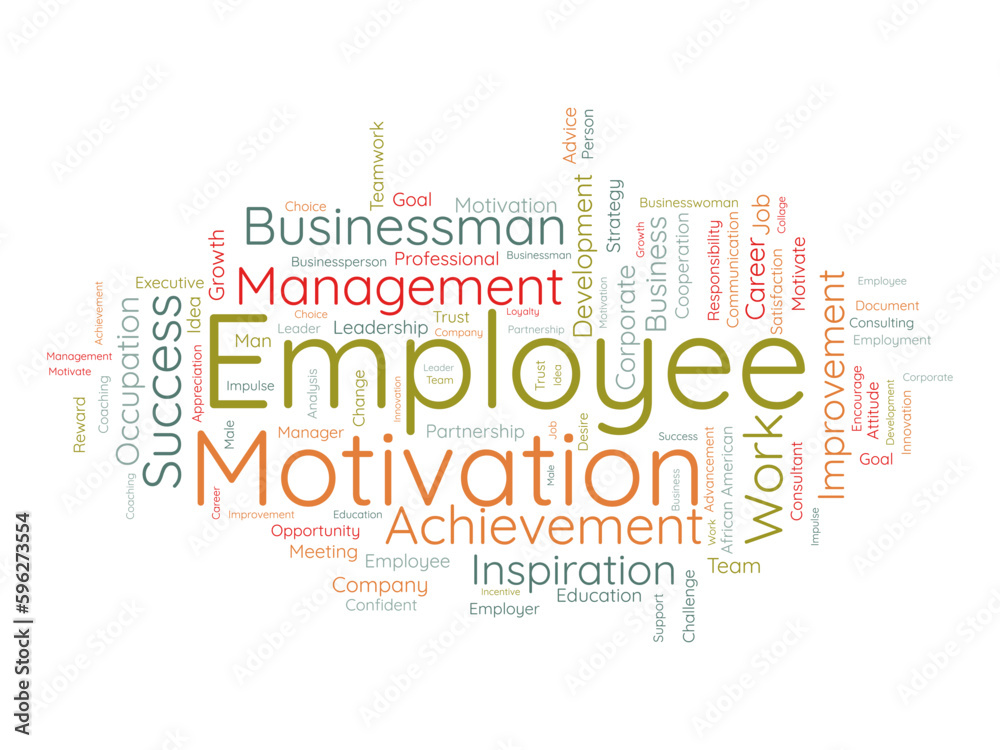 Word cloud background concept for Employee motivation. Business management, corporate achievement, motivation of employee satisfaction. vector illustration. Word cloud background concept for Employee motivation. Business management, corporate achievement, motivation of employee satisfaction. vector illustration.