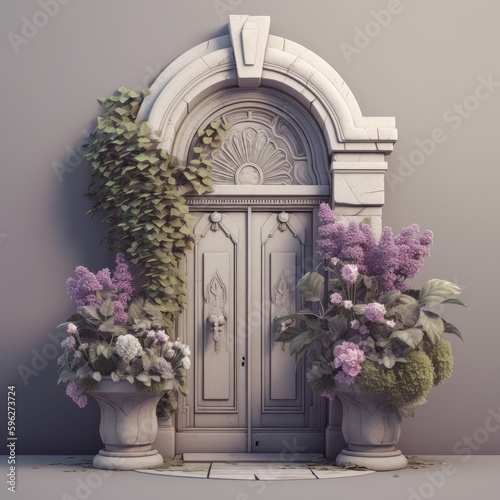 A door decorated with flowers for Mother's Day