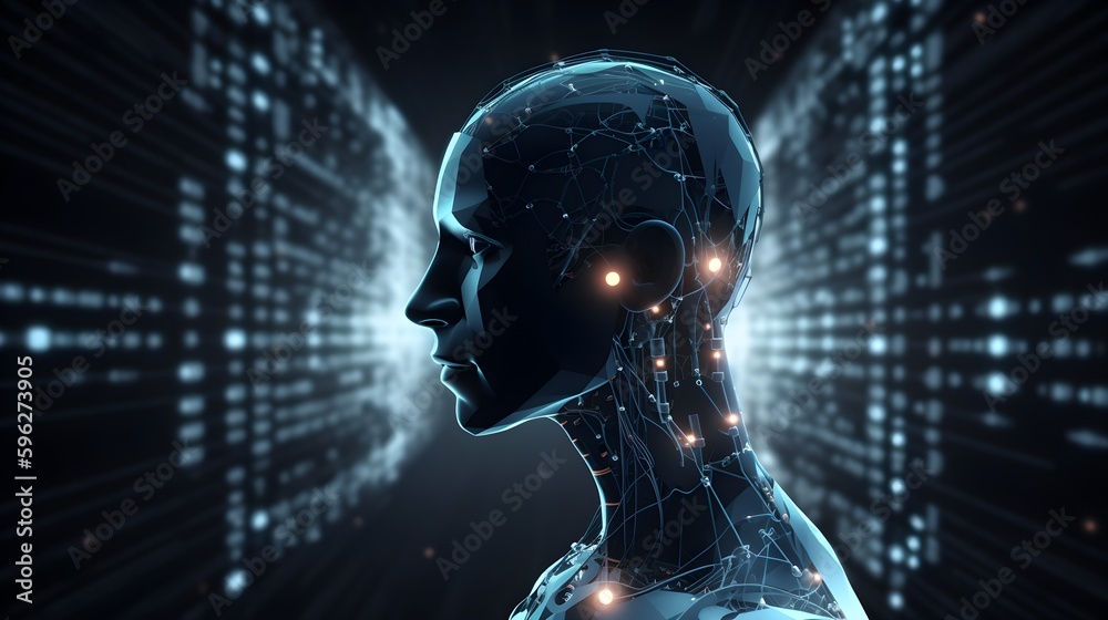Fototapeta premium Artifical Intelligence, AI. Technology takes over the world, image for journal article or blog.