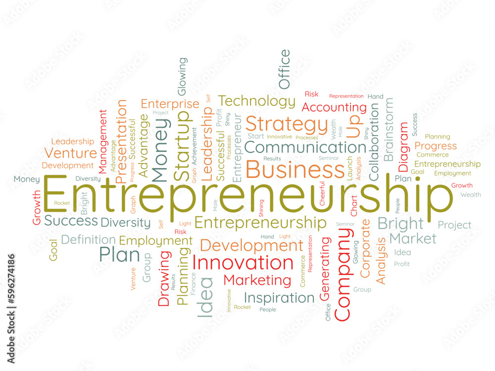 Word cloud background concept for Startup Company. Entrepreneurship idea, project innovation opportunity of corporate plan. vector illustration.