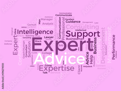 Word cloud background concept for Expert advice. Service support help with expert opinion guidance. vector illustration.