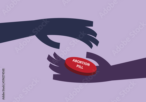 Abortion Pills becomes legal to use as a reproductive rights for women. Editable Clip Art.