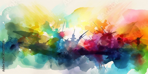 Abstract modern painting art with many-colored splashes of watercolor.  © Arma Design