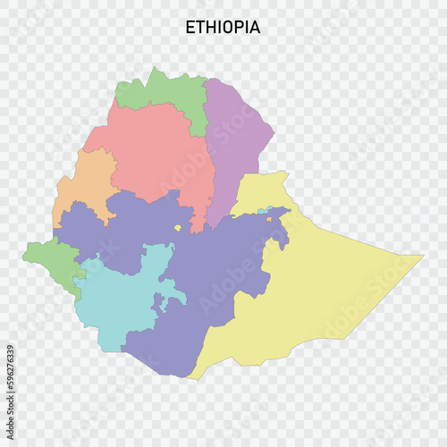 Isolated colored map of Ethiopia