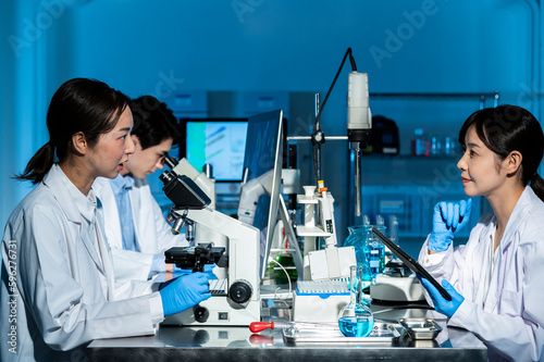 Professional health care researchers working in a medical science laboratory  technology of medicinal chemistry lab 