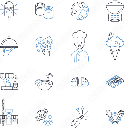 Hole-in-the-wall line icons collection. Quaint, Nook, Bijou, Intimate, Tiny, Cozy, Secluded vector and linear illustration. Minute,Cramped,Diminutive outline signs set Generative AI