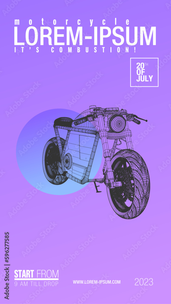 Bike Motorcycle vector and poster with sweet purple color 