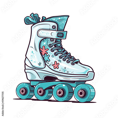 Roller skates - inline skates - Sports adrenaline games -  Cartoon vector illustration. label, sticker, t-shirt printing
