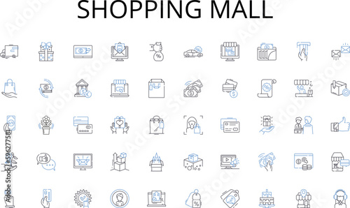 Shopping mall line icons collection. abundance, wealth, success, affluence, prosperity, growth, opulence vector and linear illustration. luxury,thriving,riches outline signs set Generative AI