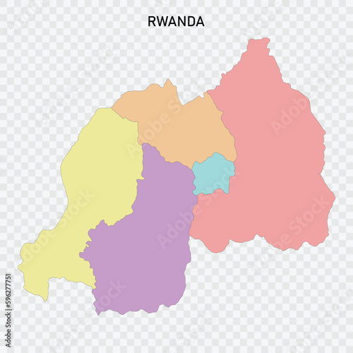 Isolated colored map of Rwanda