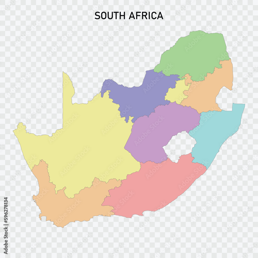 Isolated colored map of South Africa