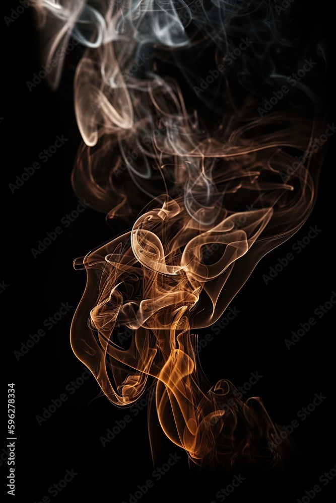 detailed orange-blue smoke on a black background made with Generative AI detailed orange-blue smoke on a black background made with Generative AI