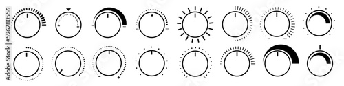 Adjustment dial. Rotary dials with round scale volume level knob and round controller SVG photo