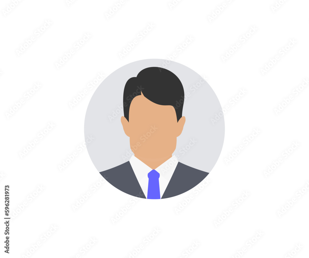 User avatar. Man icon logo design. Male face silhouette with office suit and tie. User avatar profile. Business man icon for web and mobile vector design and illustration.
