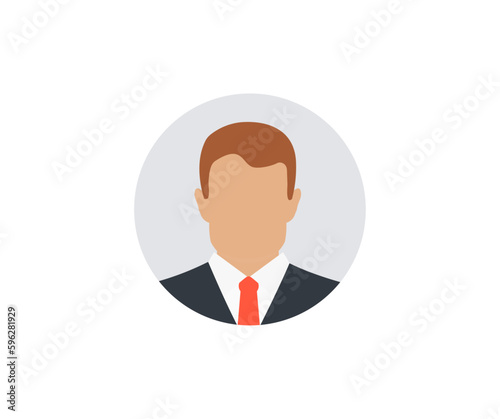 Faceless businessman. User profile icon. Business Leader. Profile picture, portrait. User member, People icon in flat style. Circle button with avatar photo silhouette vector design and illustration.