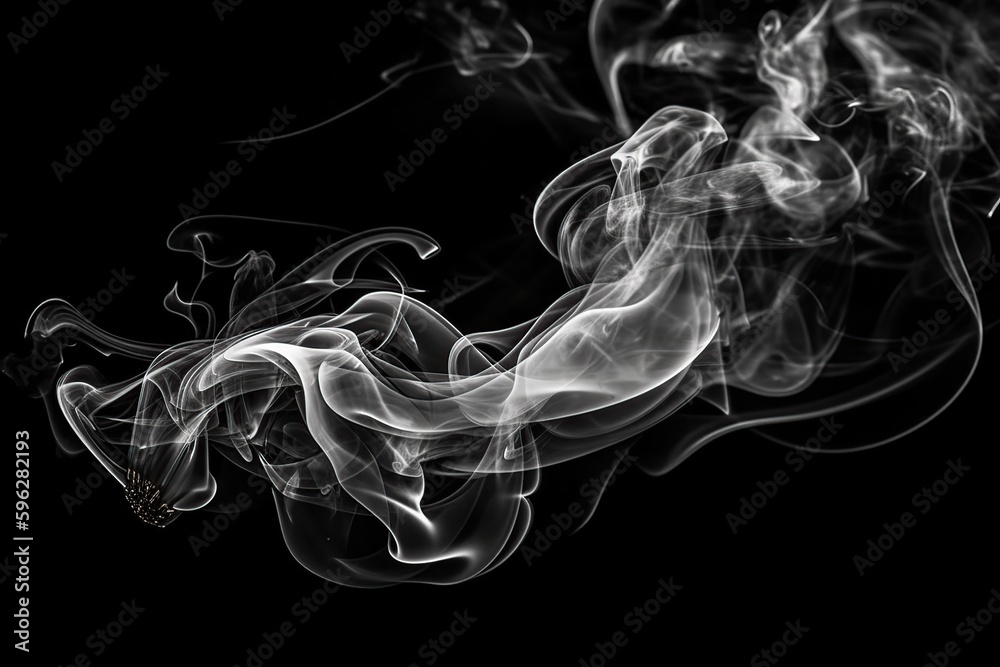detailed white smoke on black background made with Generative AI - obrazy, fototapety, plakaty 