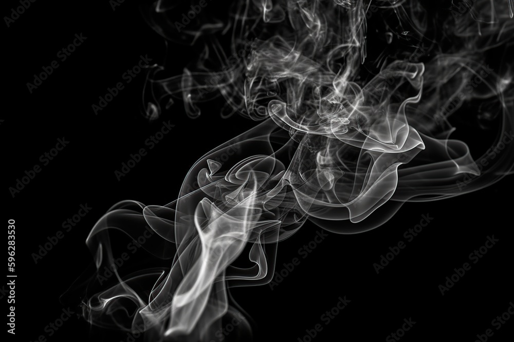 detailed white smoke on black background made with Generative AI detailed white smoke on black background made with Generative AI