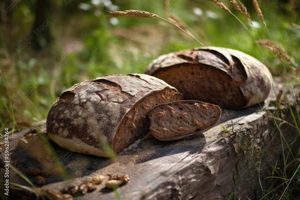 Homemade bread - Concept of natural organic products from the local farm. Generative AI. Homemade bread - Concept of natural organic products from the local farm. Generative AI.