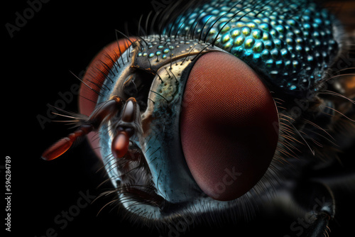 Fly macro close-up Generative AI. © Andrei Armiagov