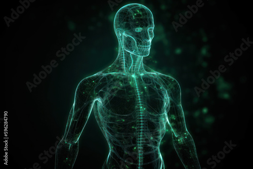 Abstract cell health science illustration. Generative AI.