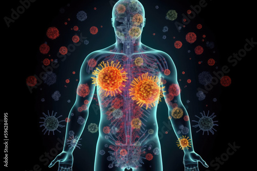 Abstract cell health science illustration. Generative AI.