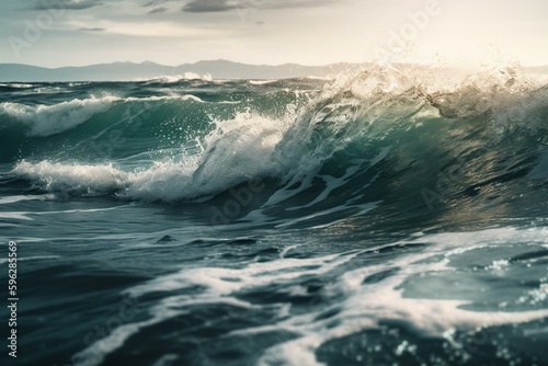 Artistic depiction of oceanic waves. Generative AI © Khaled