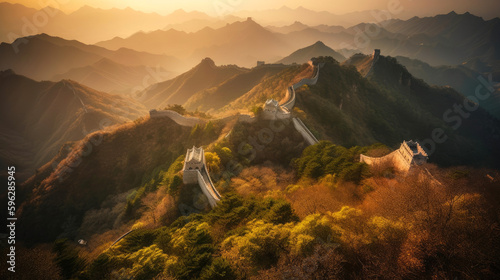 Great Wall of China. Breathtaking travel destination place. Generative AI