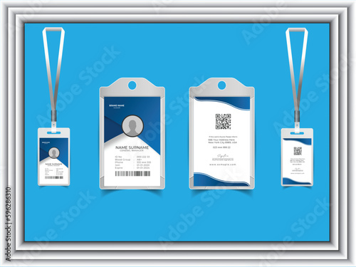 professional corporate id card template, clean id card design with realistic mock up.
