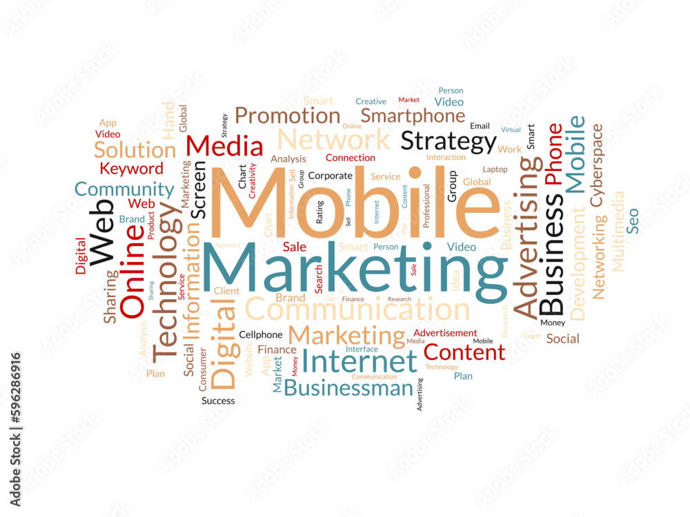 Word cloud background concept for Mobile Marketing. Media advertisement, digital social communication of business promotion. vector illustration. Word cloud background concept for Mobile Marketing. Media advertisement, digital social communication of business promotion. vector illustration.