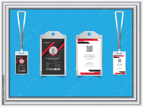 professional corporate id card template, clean id card design with realistic mock up.