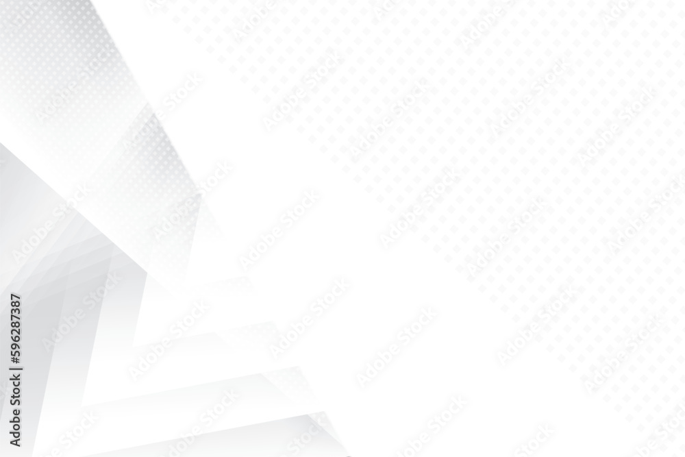 Abstract  white and gray color, modern design background with geometric shape and dot pattern. Vector illustration.