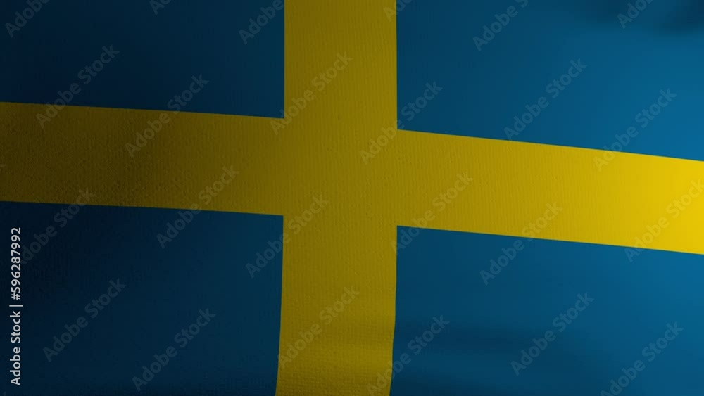 The flag of Sweden flutters in the wind. Symbol of statehood and sovereignty of the country. Testura fabric on the panel. Europe. A constitutional monarchy. Scandinavia. Cg The flag of Sweden flutters in the wind. Symbol of statehood and sovereignty of the country. Testura fabric on the panel. Europe. A constitutional monarchy. Scandinavia. Cg