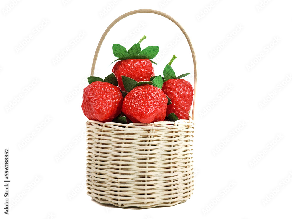 Strawberries in a basket isolated on white Strawberries in a basket isolated on white
