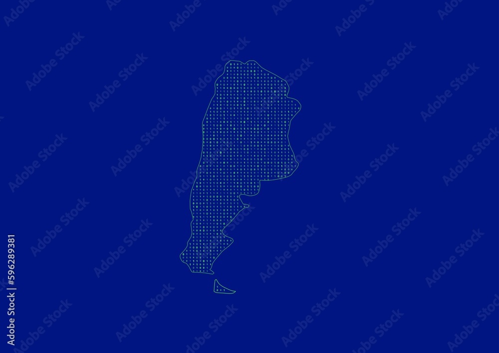Argentina map for technology or innovation or internet concepts. Minimalist country border filled with 1s and 0s. File is suitable for digital editing and prints of all sizes. Argentina map for technology or innovation or internet concepts. Minimalist country border filled with 1s and 0s. File is suitable for digital editing and prints of all sizes.