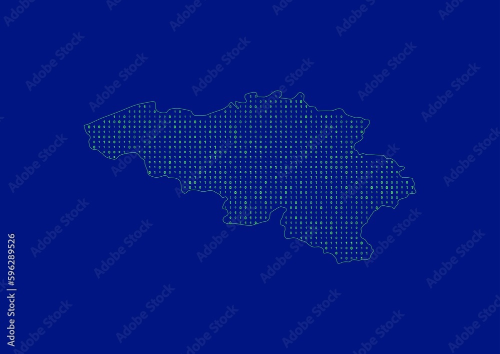 Belgium map for technology or innovation or internet concepts. Minimalist country border filled with 1s and 0s. File is suitable for digital editing and prints of all sizes.