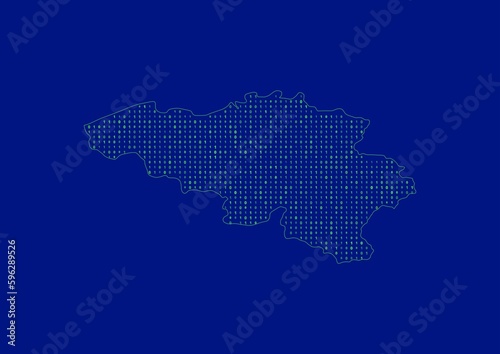 Belgium map for technology or innovation or internet concepts. Minimalist country border filled with 1s and 0s. File is suitable for digital editing and prints of all sizes.