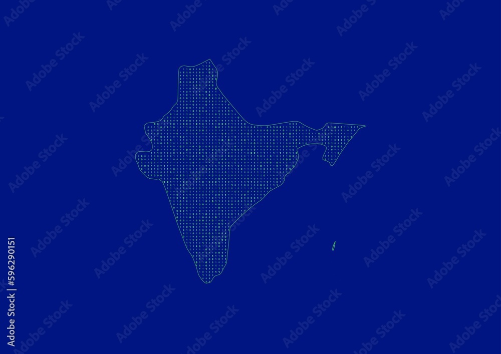 India map for technology or innovation or internet concepts. Minimalist country border filled with 1s and 0s. File is suitable for digital editing and prints of all sizes. India map for technology or innovation or internet concepts. Minimalist country border filled with 1s and 0s. File is suitable for digital editing and prints of all sizes.