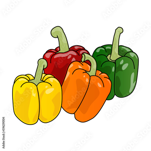 Semi-realistic vectorial illustration of Bell pepper on transparent background