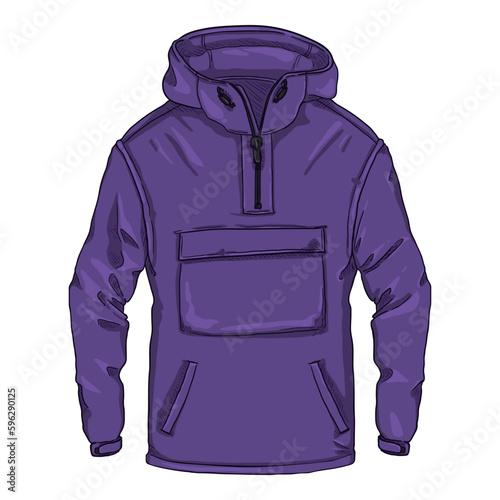 Vector Cartoon Purple Anorak. Rain Jacket