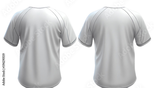Front back white color Baseball jersey for mens, 3d render, Front and back, copy space, Generative AI